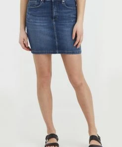 Oxmo OXADRIA - Falda Vaquera - Antique Blue , Mujer