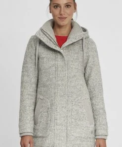 Oxmo OXRIEKE - Abrigo Corto - Light Grey Melange, Mujer