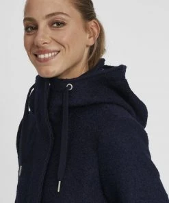 Oxmo OXRIEKE - Abrigo Corto - Insignia Blue Melange, Mujer -Oxmo Elegante tienda 1b2299cffd1f41df829391c5256042cd