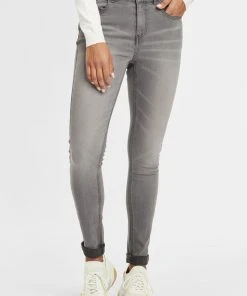Oxmo OXLENNA - Vaqueros Boyfriend - Grey Denim , Mujer