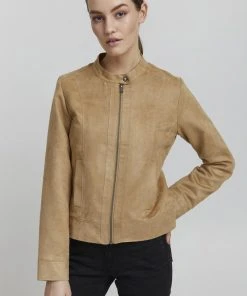 Oxmo PEGGY - Chaqueta De Cuero Sintético - Tannin, Mujer