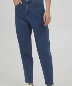 Oxmo OXANNE - Vaqueros Rectos - Mid Blue Denim , Mujer