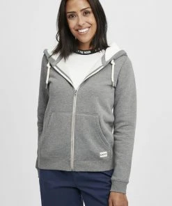 Oxmo OXBINJA - Sudadera Con Cremallera - Grey Melange, Mujer