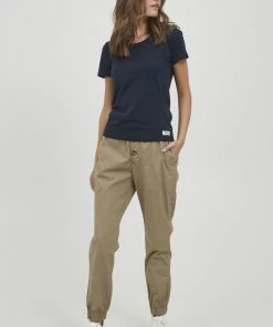 Oxmo OXCONZI - Pantalones - Mottled Beige , Mujer