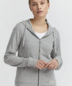 Oxmo OXLOVA - Sudadera Con Cremallera - Light Grey Melange , Mujer