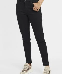 Oxmo OXIRABELLE - Vaqueros Slim Fit - Black, Mujer
