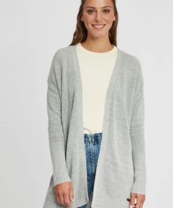 Oxmo OXGISELE - Chaqueta De Punto - Light Grey Melange , Mujer