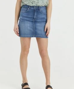 Oxmo OXADRIA - Falda Vaquera - Light Blue , Mujer