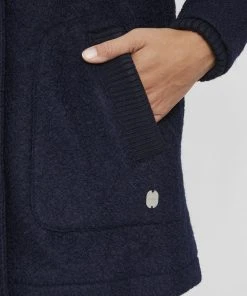 Oxmo OXRIEKE - Abrigo Corto - Insignia Blue Melange, Mujer -Oxmo Elegante tienda d3a2dc9d032f43db80a5cb800f054c2e