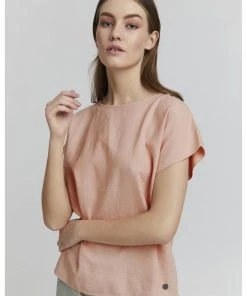 Oxmo ARNORA - Blusa - Coral Cloud, Mujer