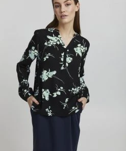 Oxmo ELVY - Blusa - Black Mix, Mujer