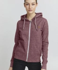 Oxmo CELIA - Sudadera Con Cremallera - Wine Red Melange , Mujer